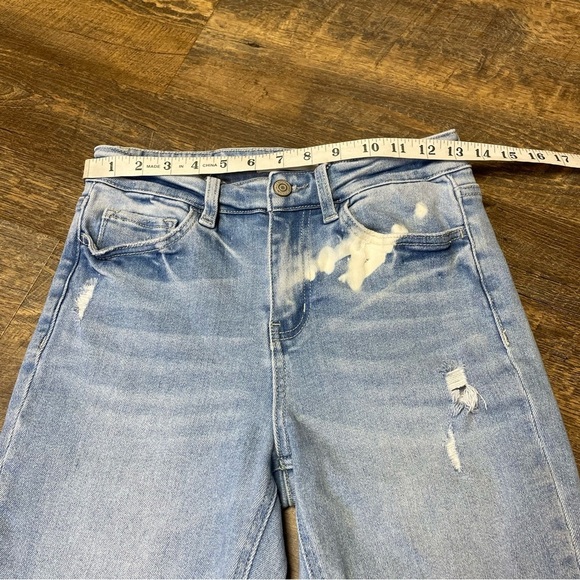 Flying Monkey High Rise Raw Hem Kick Flare Womens 27 Bleached Distressed - Picture 2 of 9